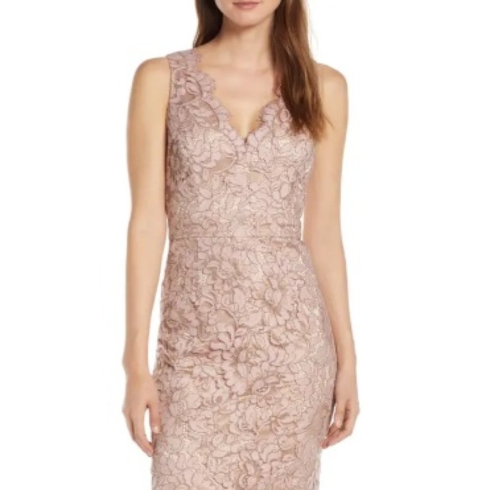 Eliza J Tulip Hem Lace Cocktail Dress - Blush Sz 2